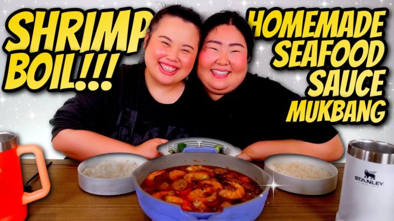 Giant Shrimp Seafood Boil Mukbang + Seafood Sauce Cooking Recipe 먹방 Eating Show! (THE SAUCE!!!)