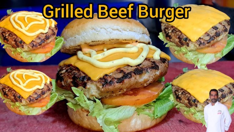 Grilled Beef Burger Recipe | Beef Patty Burger Restaurant Style | Cooking
