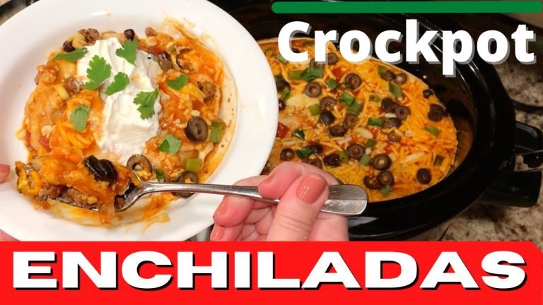 The Easiest Crockpot Enchiladas | Slow Cooker Beef Enchilada Casserole