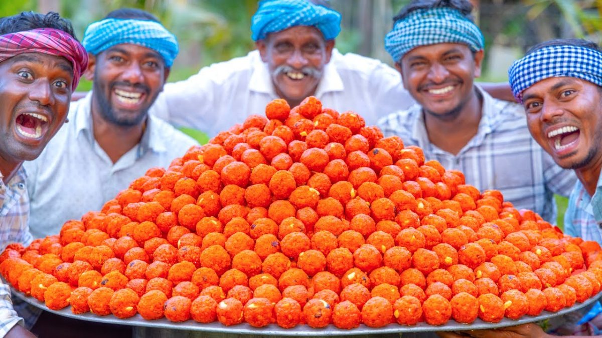 LADDU | 1000 MOTICHOOR LADDU | Sweet and Soft Laddu Recipe Cooking in Village | Boondi Laddu Making