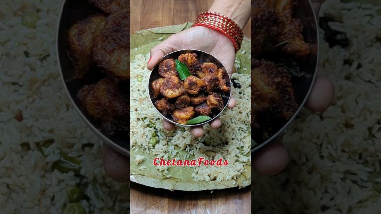 Chitti Mutyalu Bagara Rice & Prawns Fry🤤 ఎవరికి ఇష్టం ఈ Combo?🤔 Nonveg Meals | Veg Pulao #seafood
