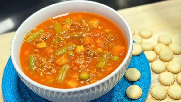 Homemade Vegetable Soup with Ground Beef Recipe