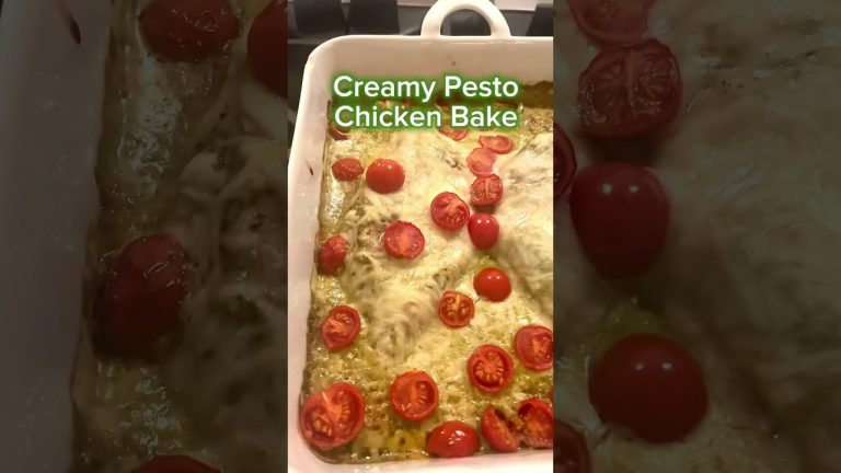 Creamy Chicken Pesto Bake! #eathappy #recipes