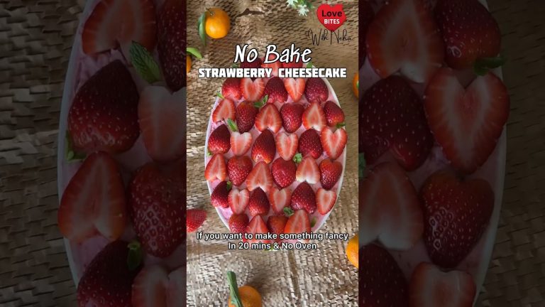 No Bake Strawberry Cheesecake in just 20 minutes & simple ingredients