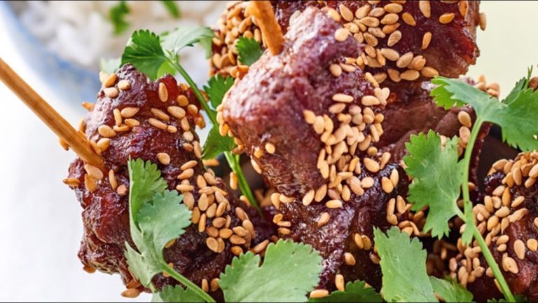 Recipe : Ginger-marinated beef skewers