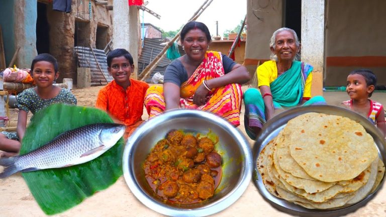 Rui fish kofta curry | ruhi fish curry | tribal style fish recipe | village cooking review