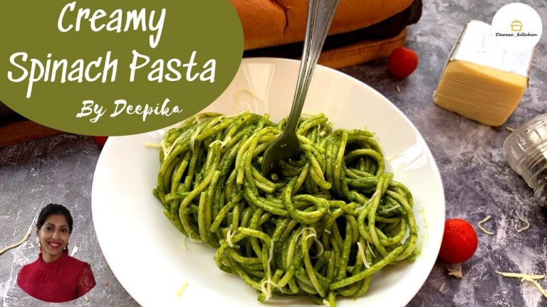 green sauce for pasta | spaghetti with spinach sauce recipe |  healthy pasta recipes for kids
