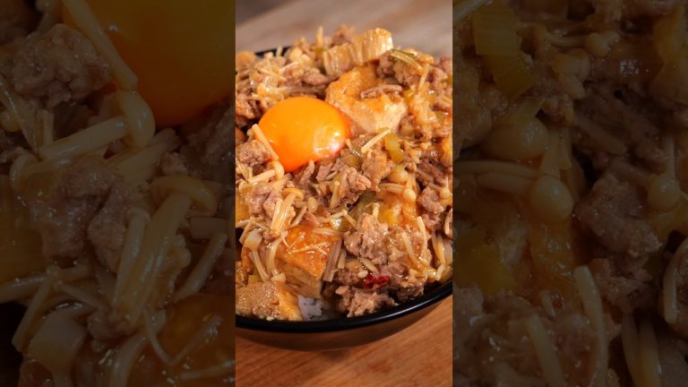 Rice bowl with deep fried-tofu 🍚 #food