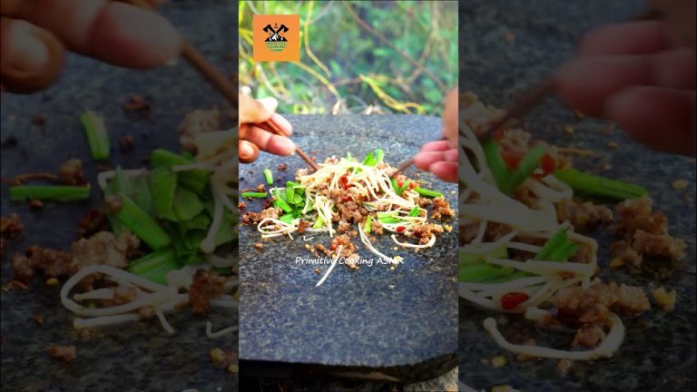 Enoki Mushroom with Minced Pork Outdoor Cooking and Eating #shorts #mincedpork #enokimushroom #food