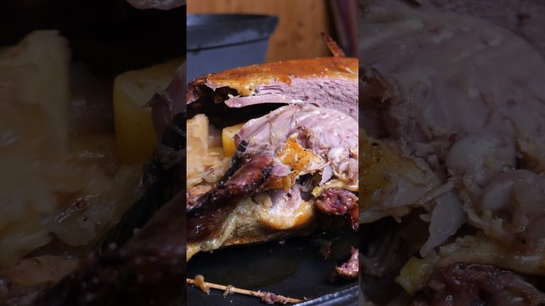 Woman is baking amazing duck. Village Ukrainian food