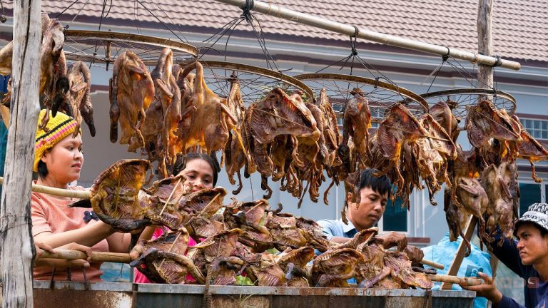 SMOKED BBQ DRIED DUCKS WITH BICYCLE WHEEL – Cooking Dried Duck Recipe@KitchenFoods