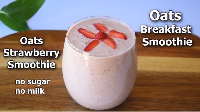oats strawberry smoothie | Breakfast smoothie recipe | No milk No sugar