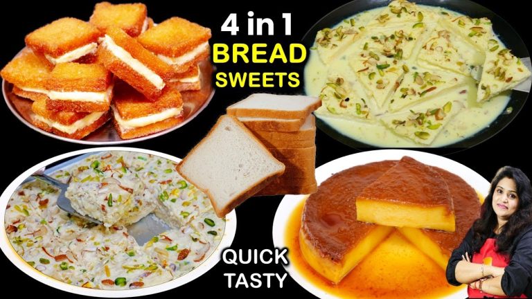 ब्रेड से 4 दुनिया की सबसे आसानऔर टेस्टी मिठाई | 10 Min Bread Easy Dessert | Easy Bread Sweet Recipes
