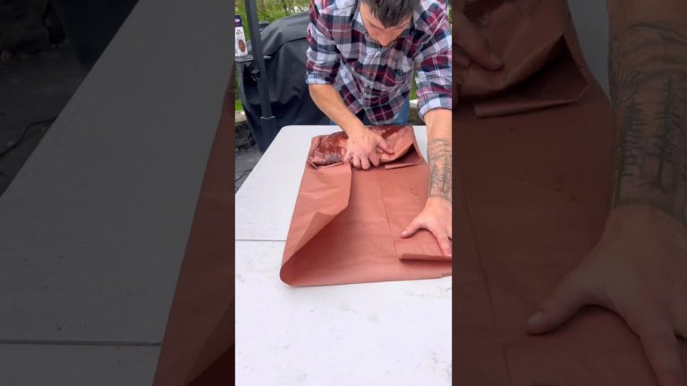 Wrapping a brisket in butchers paper #brisket #bbq
