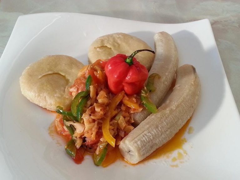 Fry Up Salt Fish Served With Banana And Dumplin (Caribbean Food) | Recipes By Chef Ricardo