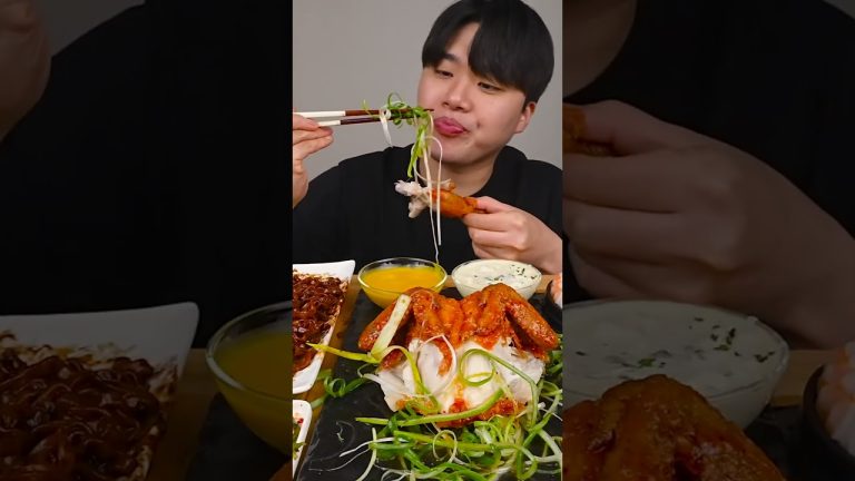 ASMR MUKBANG | Fried Chicken, steak, black bean noodles, kimchi Korean Food recipe ! Eating