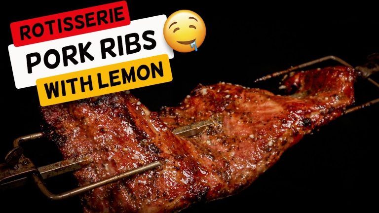 Rotisserie pork ribs with lemon pepper on a Weber