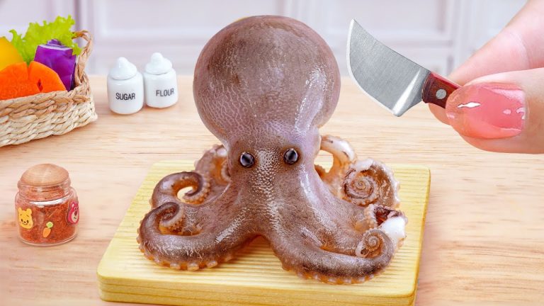 Spicy Food 🔥 Miniature Baby Octopus With Korean Sauce Idea 🐙 Seafood Recipe By Tina Mini Cooking