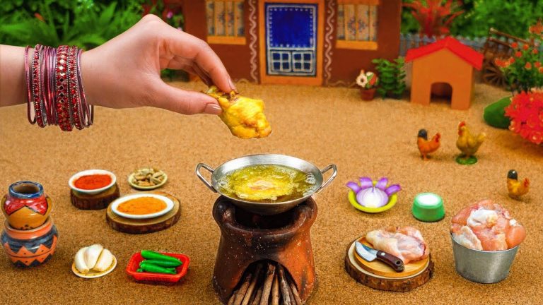 Miniature Desi Fried Chicken Recipe | Desi Chicken Curry | Tiny Foodkey| How To Make Chicken At Home