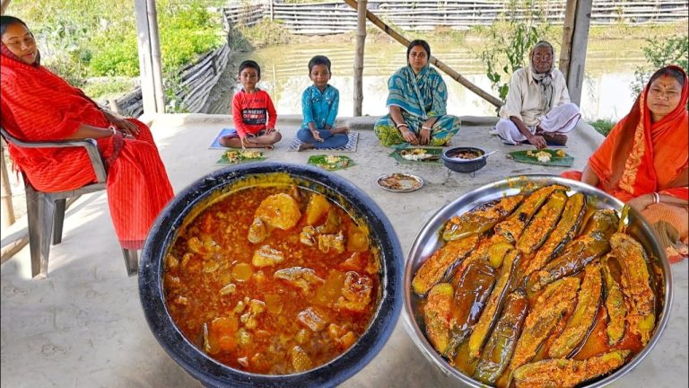 মায়ের হাতে এইরকম মাংস রান্না এই প্রথমবার খেলাম সাথে বেগুনের কোরমা || chicken curry recipe