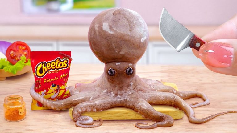Found A Baby Octopus 🐙 Miniature Hot Crunchy Cheetos Fried Octopus Recipe🔥 Seafood Tina Mini Cooking
