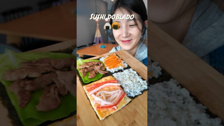 Sushi 🍣 dobladito 🤩 #shorts#recetas#sushi#comidacoreana#cocinandocorea