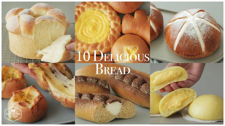 10가지 맛있는 빵 모음.zip : 10 Delicious Bread Recipe | 우유 모닝빵, 크림빵 | 홈베이킹 영상 모음 Baking Video | Cooking tree