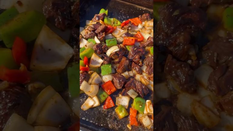 Pepper steak on the Blackstone is the perfect meal while you're at camp!