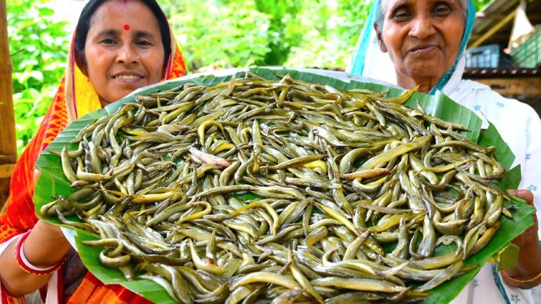 1000 TINY FISHES RECIPE | Rare river fresh tiny fish curry by our Grandmother | villfood style fish