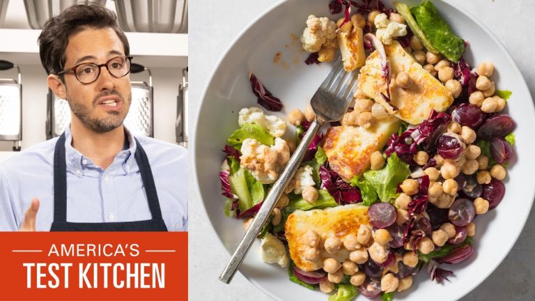 How to Make a Hearty Green Salad with Seared Halloumi