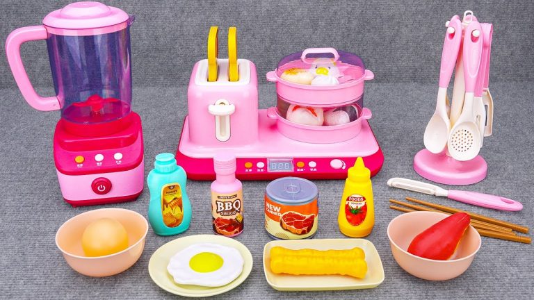 6 Minutes Satisfying with Unboxing Cute Pink BBQ Kitchen Cooking Toys Collection ASMR