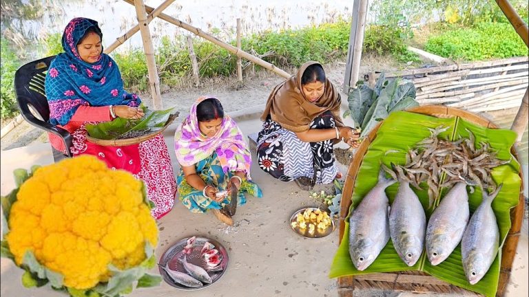 চিংড়ি মাছ দিয়ে রঙিন ফুলকপি রান্না সাথে ইলিশ মাছের ঝোল আজ দুটো রান্নাই সেরা || hilsha fish recipe