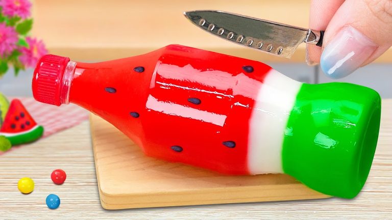 Watermelon Jelly Bottle Using COCA COLA 🌈 Miniature Jelly Dessert Recipes by Little Cakes Corner