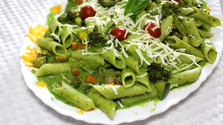 Healthy Spinach Pasta With Exotic Vegetables | Quick & Easy Pasta Recipe | Green Pasta