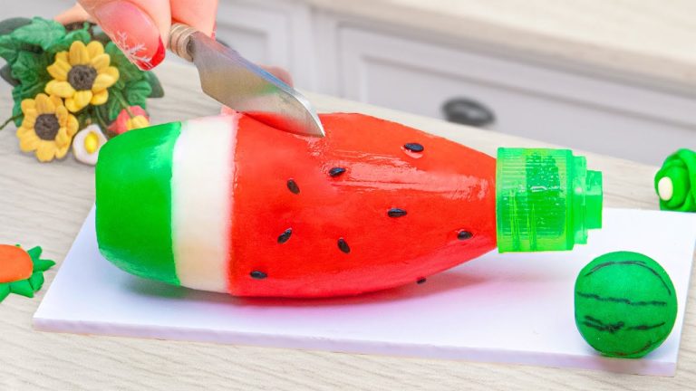 Watermelon Jelly Bottle Using COCA COLA 🌈 Miniature Jelly Dessert Recipes by Mini Cakes Channel