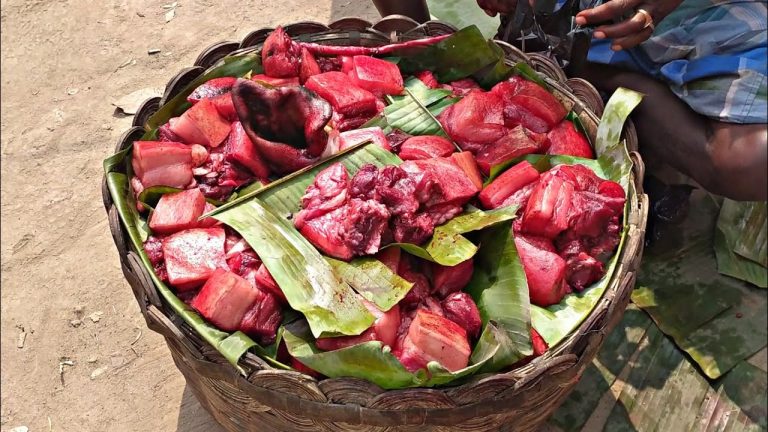 PORK MEAT | Pork Meat Recipe in Desi Style | Pork Meat Cooking in Outdoor | Pork Meat Market |