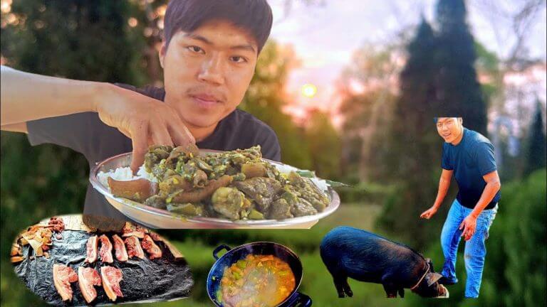 HOW TO COOK SPICY 🥵🥵 PORK BELLY WITH BRINJAL VILLAGE STYLE COOKING PORK RECIPE PORK CURRY