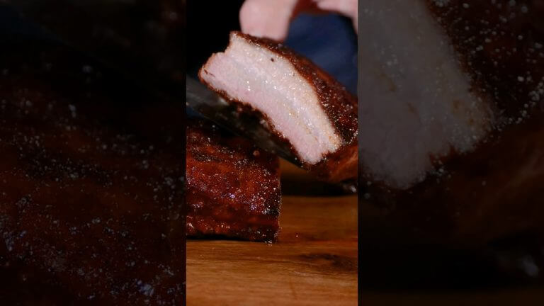 Juicy and tender smoked pork belly