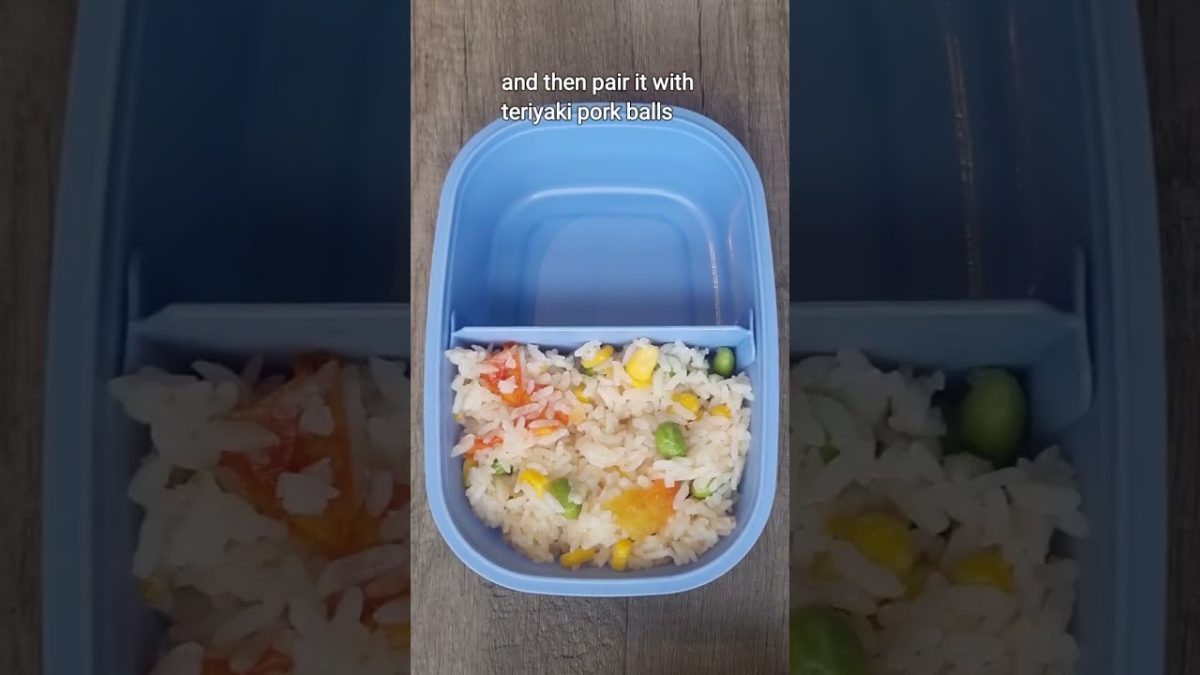Packing lunch box | three colour rice and teriyaki pork balls #lunchideas #packedlunch