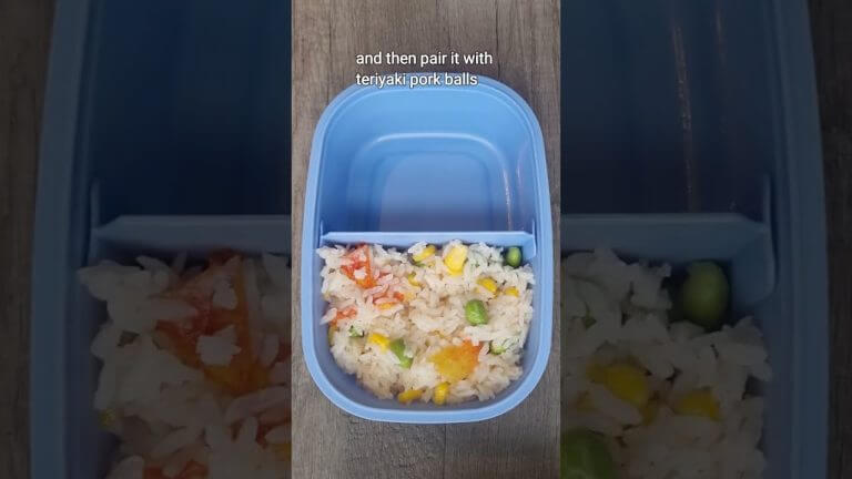 Packing lunch box | three colour rice and teriyaki pork balls #lunchideas #packedlunch