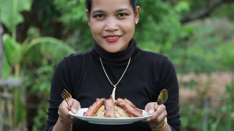 FRY RICE | GRILLED PORK BELLY RECIPE!! Cooking In Village At Rural Area