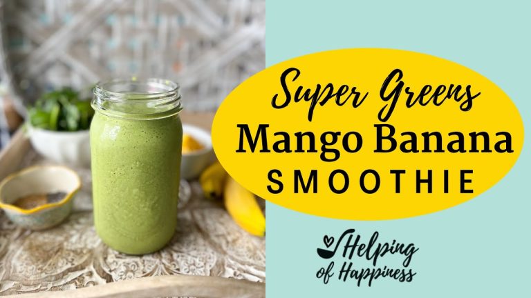 Super Greens Mango Banana Smoothie (great healthy breakfast or after school snack!)