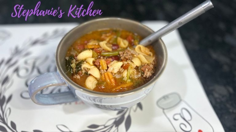 Homemade Vegetable Pasta And Meat Soup Recipe