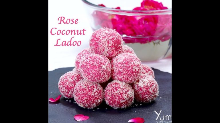 Rose Coconut Ladoo | easy rose coconut ladoo | rose coconut ladoo recipe