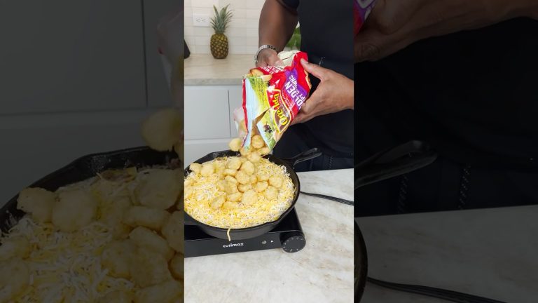Cast iron tater tot casserole #food #beef #cheese #casserole