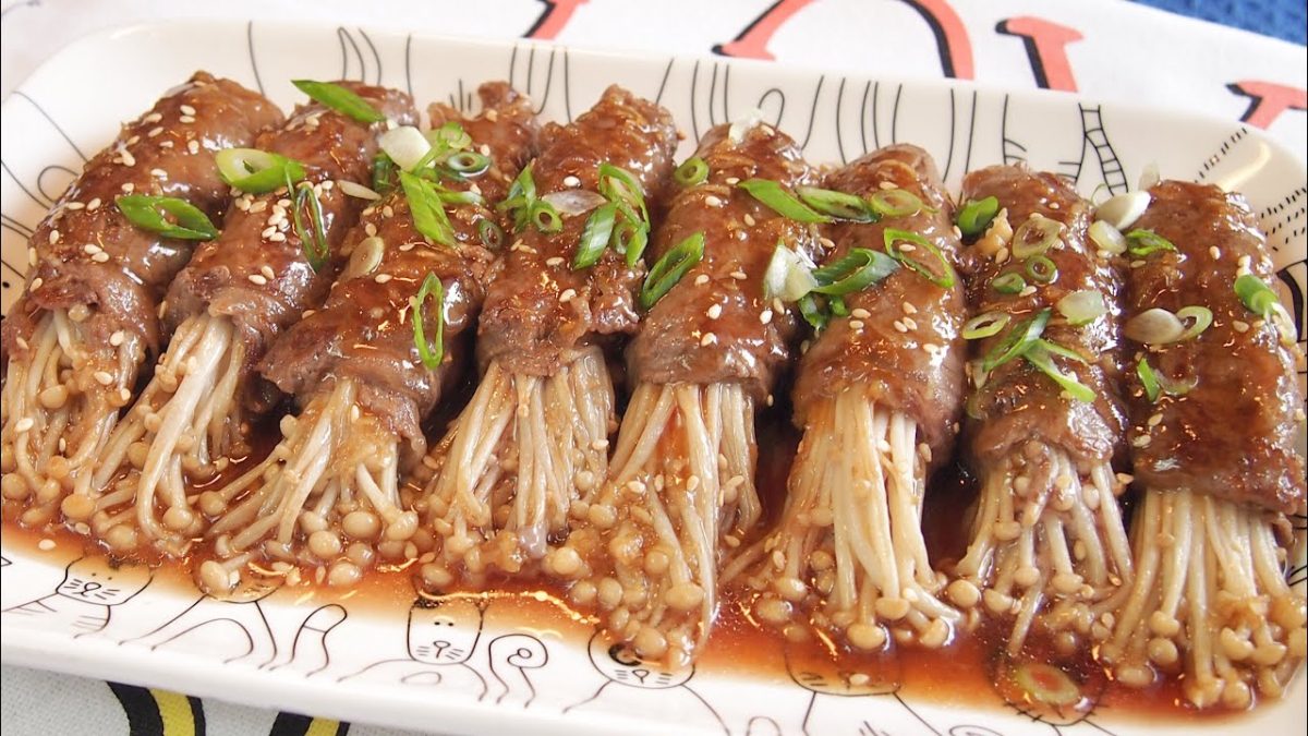Super Easy Japanese Tapas! Enoki Mushroom Meat Roll Recipe 日式金菇肥牛(猪肉)卷 Beef / Pork Rolls
