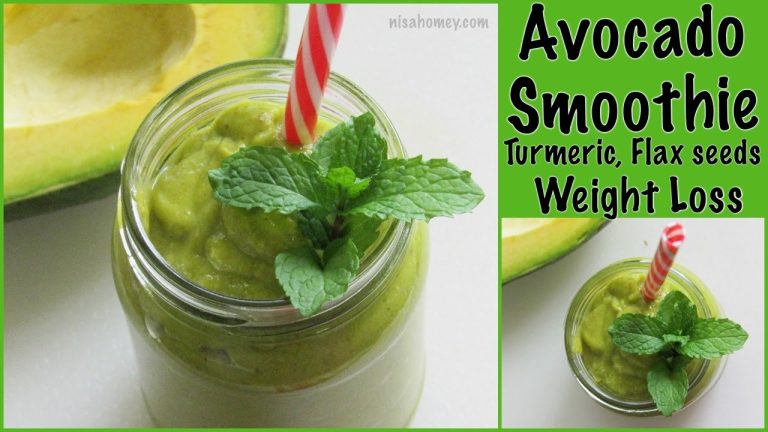 Avocado Smoothie – Avocado Shake With Turmeric, Flax Seeds, & Tulsi – Diet Plan To Lose Weight Fast