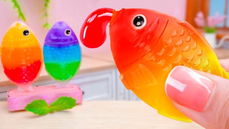 Yummy Idea Frozen Honey Jelly Fish Decorating 🍓 Tiny Miniature Fruit Dessert Recipe by Mini Yummy