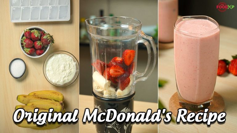 McDonald's Strawberry Banana Copycat Smoothie | 5 Ingredients Only |  TheFoodXP