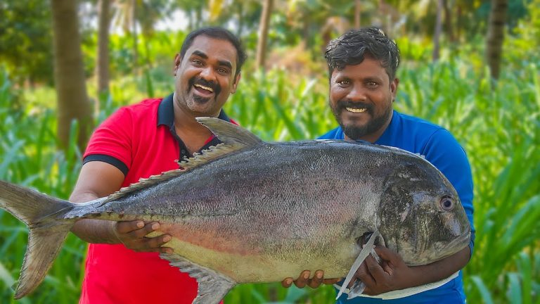 King Size Trevally Fish Arabian Style Recipe | ( KARUNGANNI PARAI) | WORLD FOOD TUBE